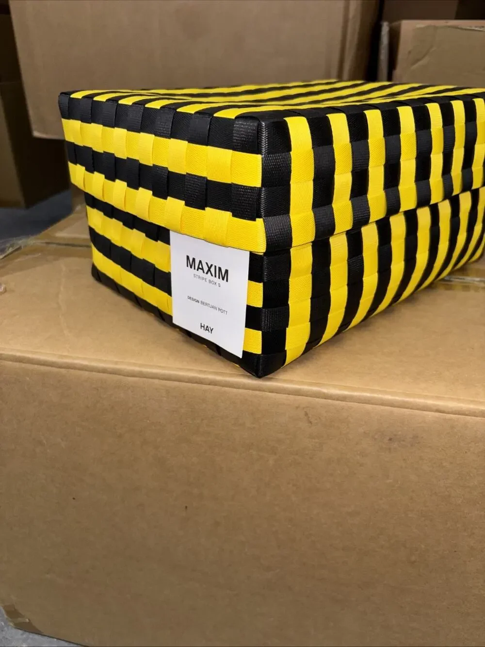 Hay Maxim Stripe Box s Yellow and Black Sewing Box and Storage Sewing Supply Box